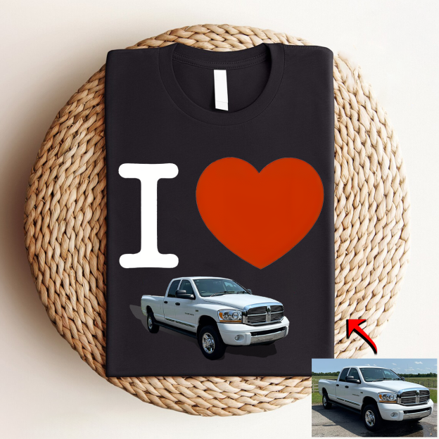 Custom Personalized Luxe Exclusive Design Embroidery & Print Vehicle Photo Print T-Shirt-Gift For Car Lover