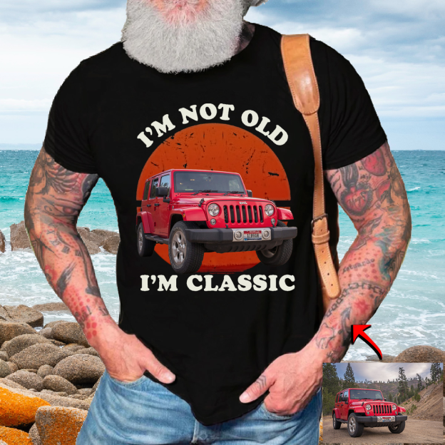 Custom Personalized Luxe Exclusive Design Embroidery & Print Vehicle Photo Print Back T-Shirt-Gift For Car Lover