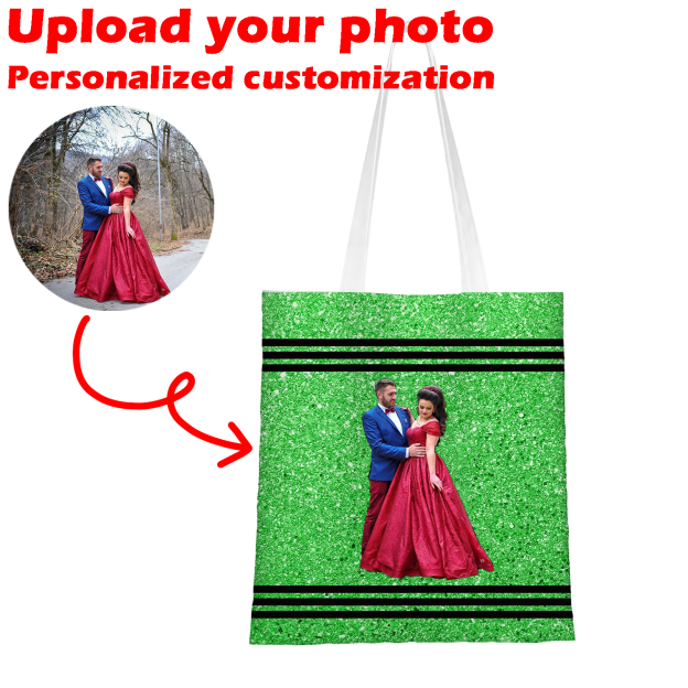 Personalized Faux Glitter Crayon Design Large Canvas Tote Bag Office Commuting Appreciation Gift for Teacher