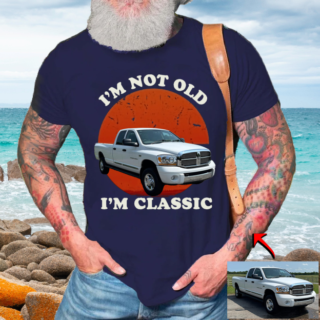 Custom Personalized Luxe Exclusive Design Embroidery & Print Vehicle Photo Print Back T-Shirt-Gift For Car Lover