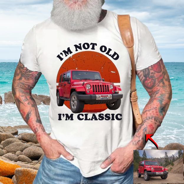 Custom Personalized Luxe Exclusive Design Embroidery & Print Vehicle Photo Print Back T-Shirt-Gift For Car Lover