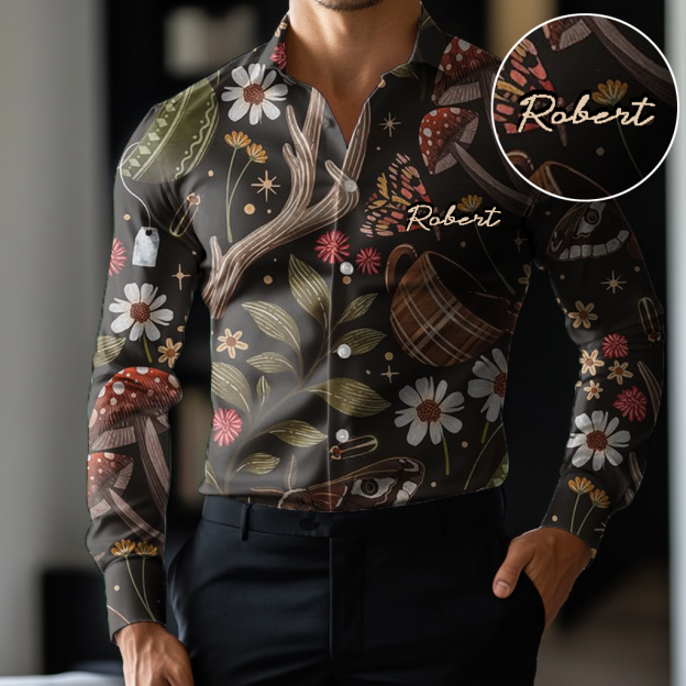 Custom Personalized Luxe Exclusive Design Embroidery & Print Business Casual Vacation Shirt