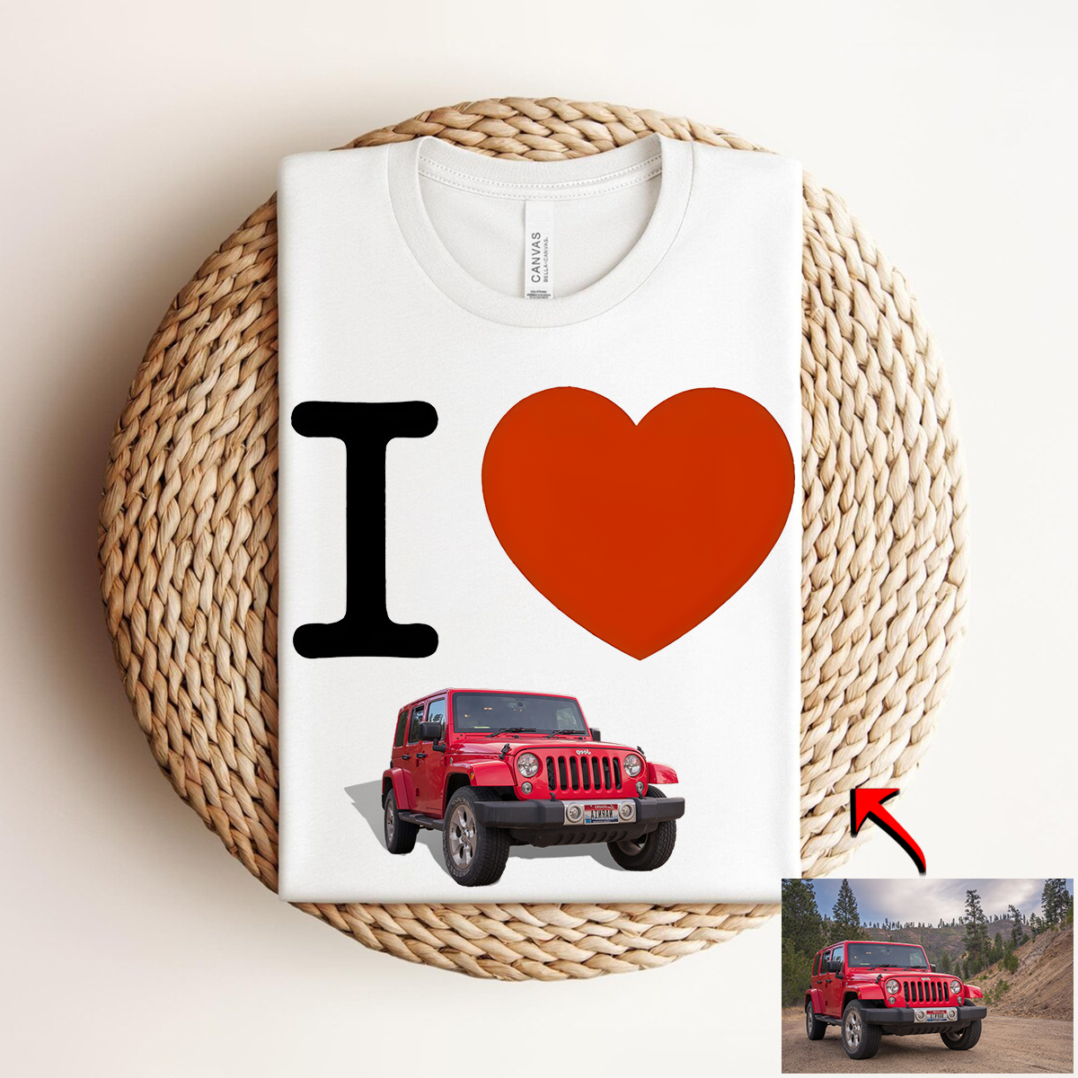 Custom Personalized Luxe Exclusive Design Embroidery & Print Vehicle Photo Print T-Shirt-Gift For Car Lover