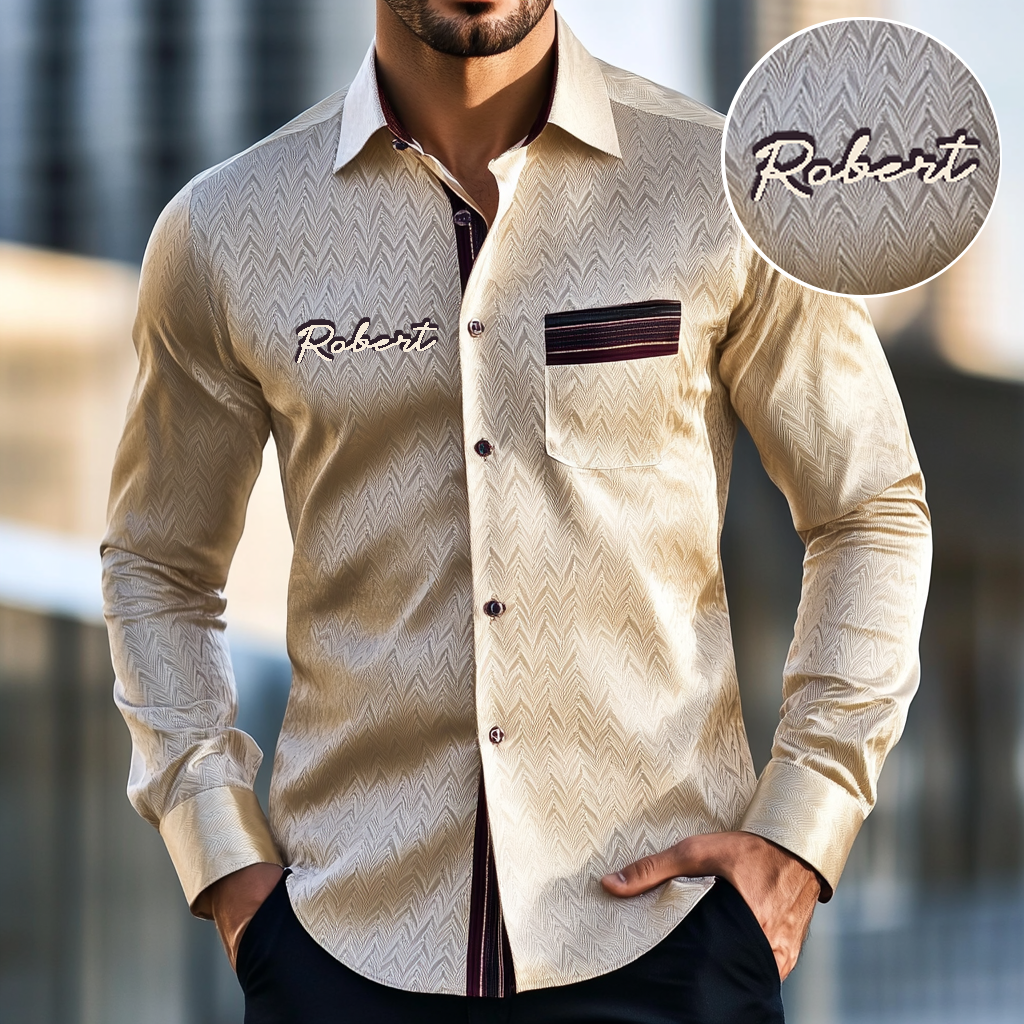 Custom Personalized Luxe Exclusive Design Embroidery & Print Business Casual Vacation Shirt
