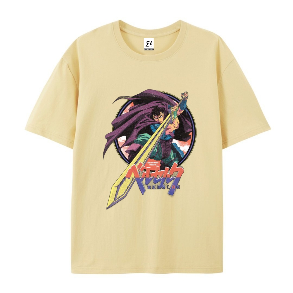 Pure Cotton Unisex Round Neck Anime T-Shirt Berserk