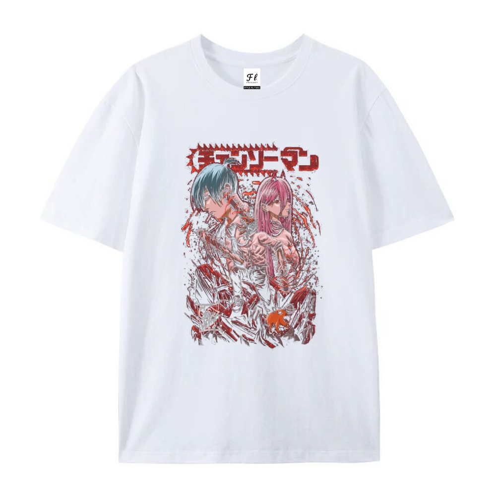 Pure Cotton Unisex Round Neck Anime T-Shirt Chainsaw Man