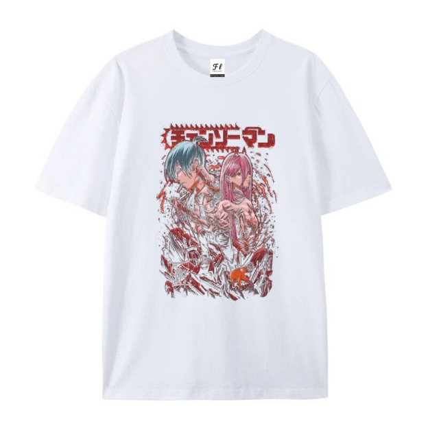 Pure Cotton Unisex Round Neck Anime T-Shirt Chainsaw Man