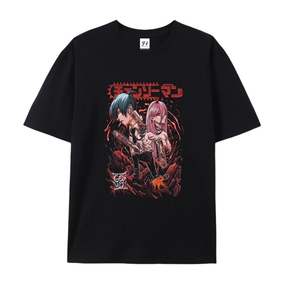 Pure Cotton Unisex Round Neck Anime T-Shirt Chainsaw Man