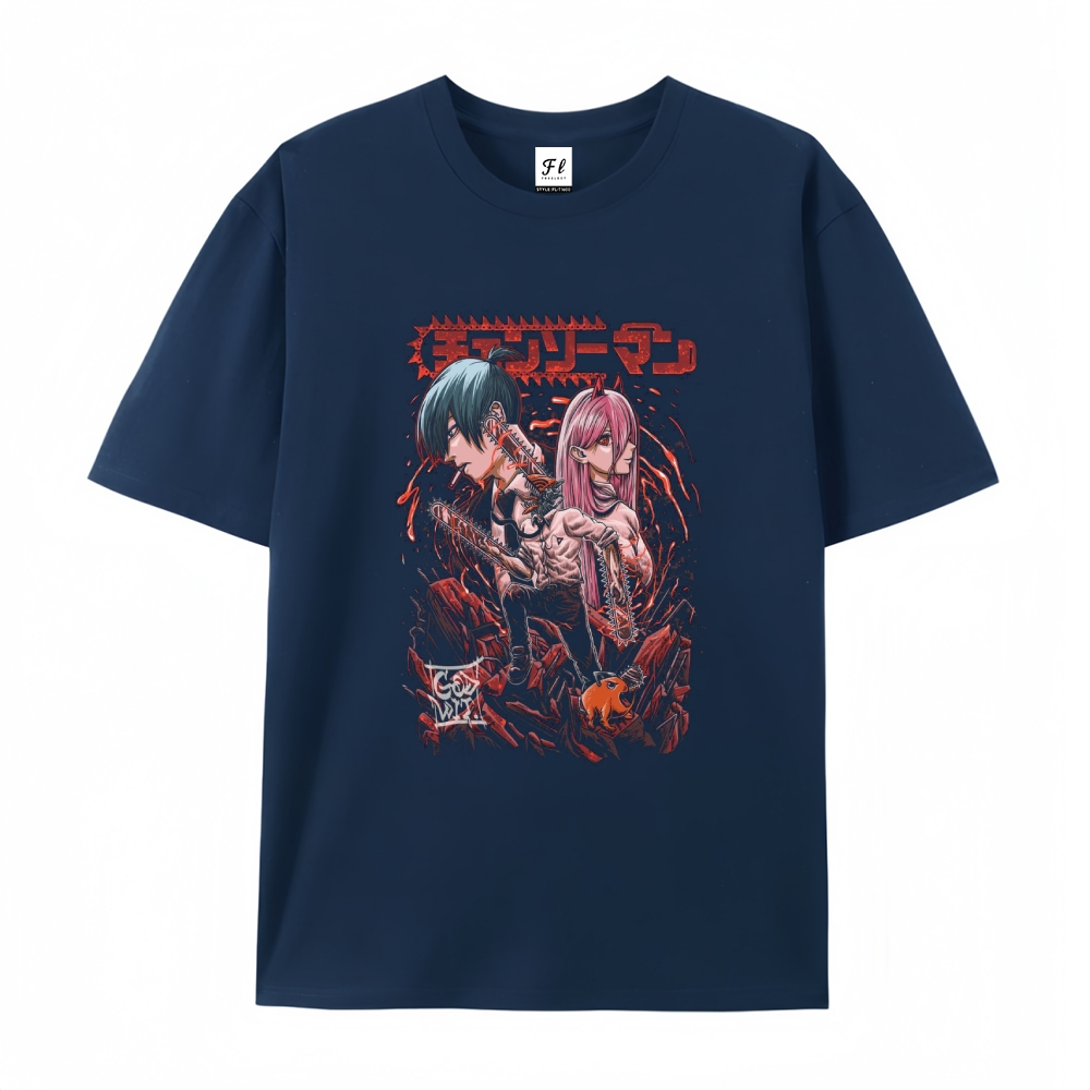 Pure Cotton Unisex Round Neck Anime T-Shirt Chainsaw Man
