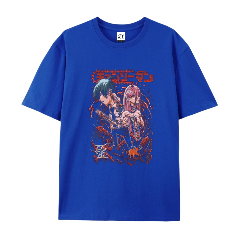 Pure Cotton Unisex Round Neck Anime T-Shirt Chainsaw Man