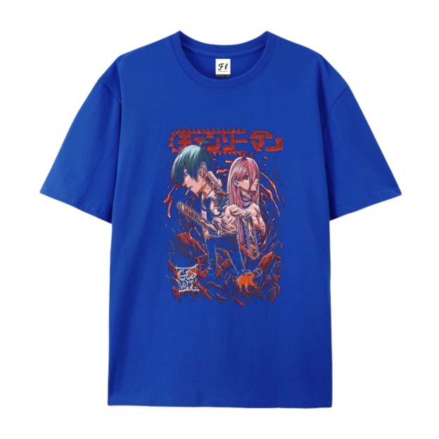 Pure Cotton Unisex Round Neck Anime T-Shirt Chainsaw Man