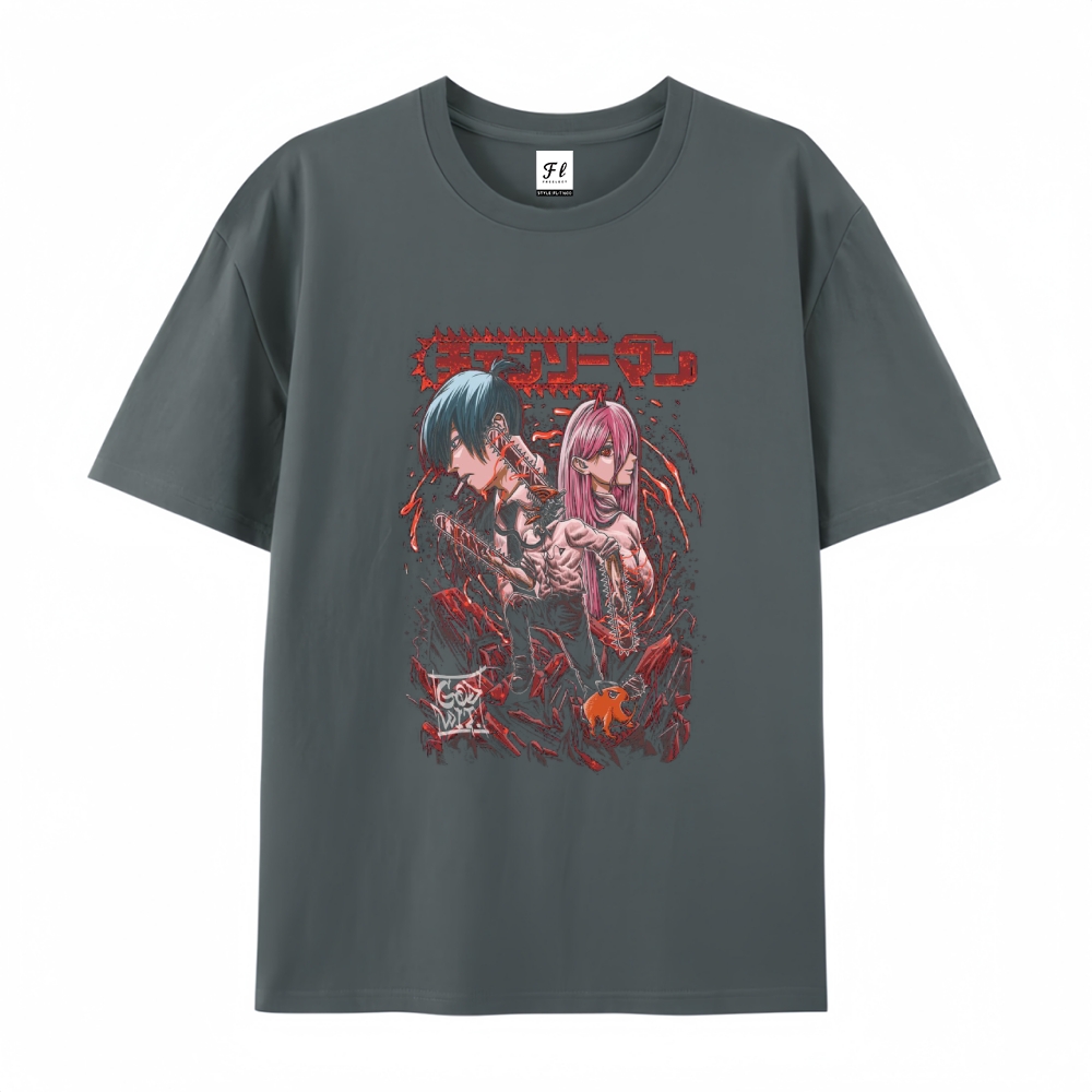 Pure Cotton Unisex Round Neck Anime T-Shirt Chainsaw Man