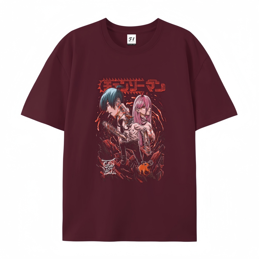 Pure Cotton Unisex Round Neck Anime T-Shirt Chainsaw Man