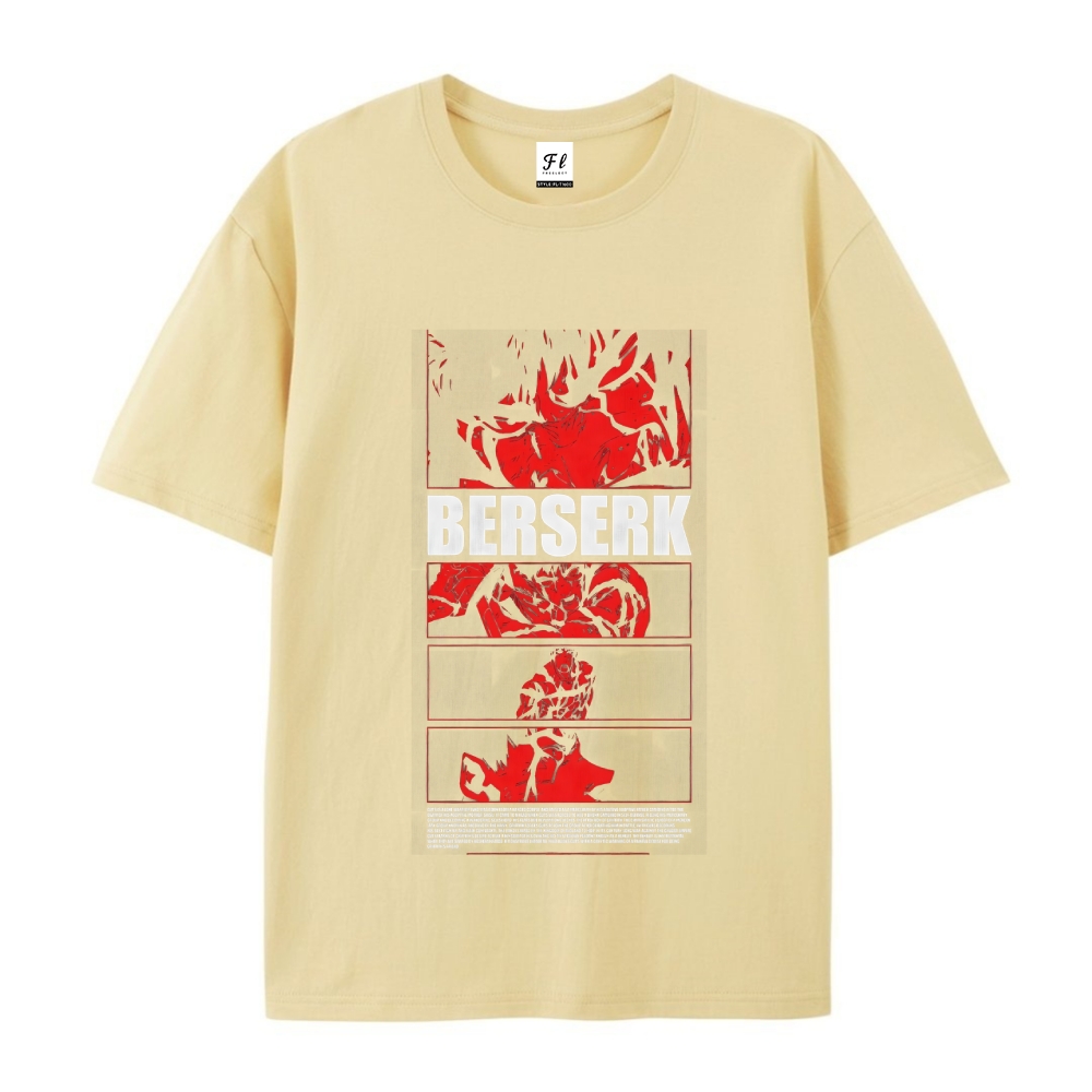 Pure Cotton Unisex Round Neck Anime T-Shirt Berserk