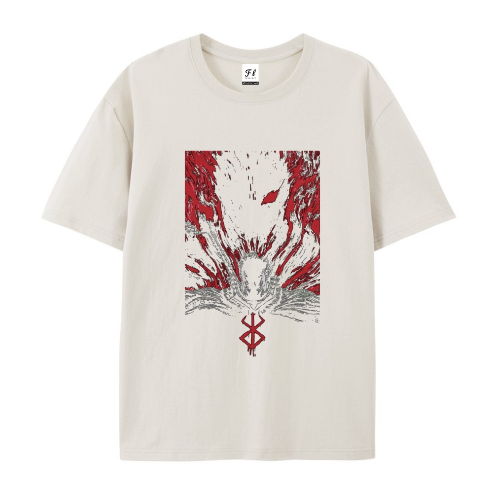 Pure Cotton Unisex Round Neck Anime T-Shirt Berserk