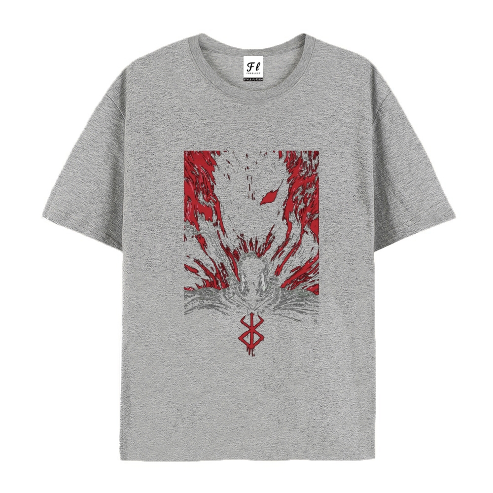 Pure Cotton Unisex Round Neck Anime T-Shirt Berserk