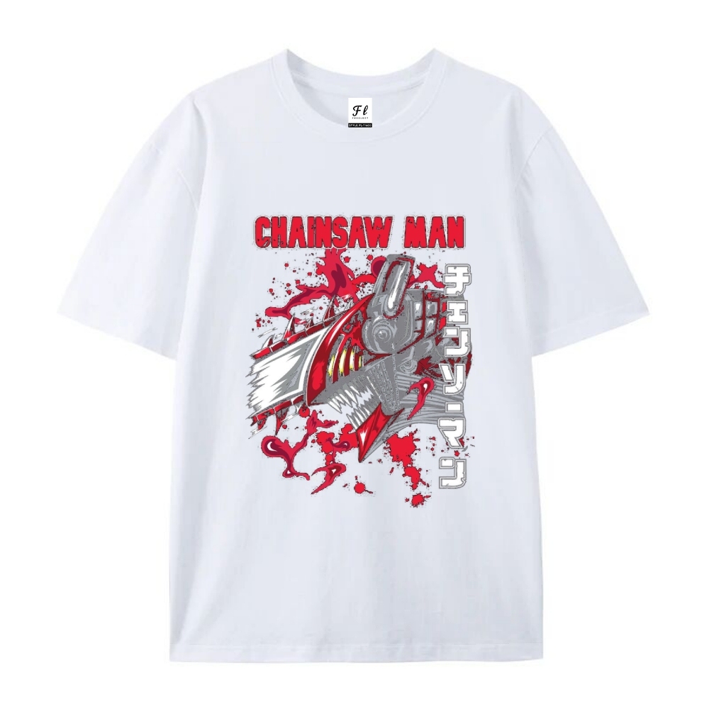 Pure Cotton Unisex Round Neck Anime T-Shirt Chainsaw Man