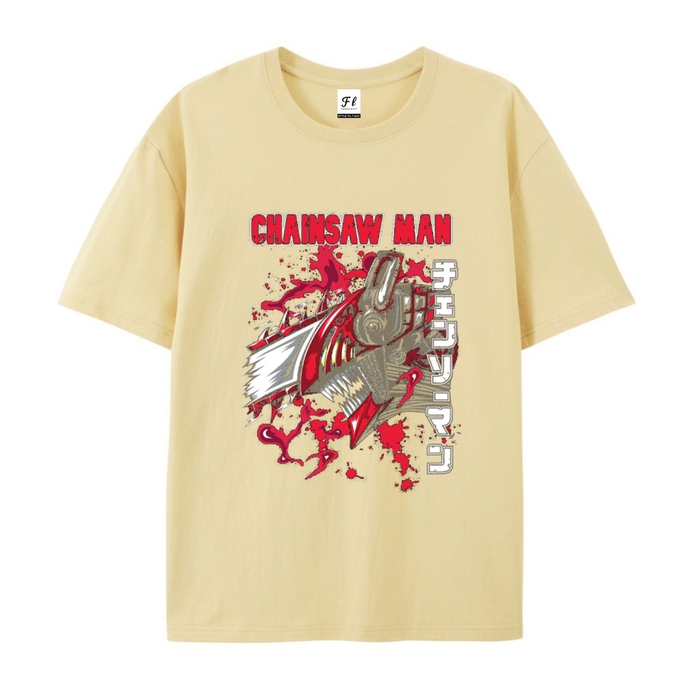 Pure Cotton Unisex Round Neck Anime T-Shirt Chainsaw Man