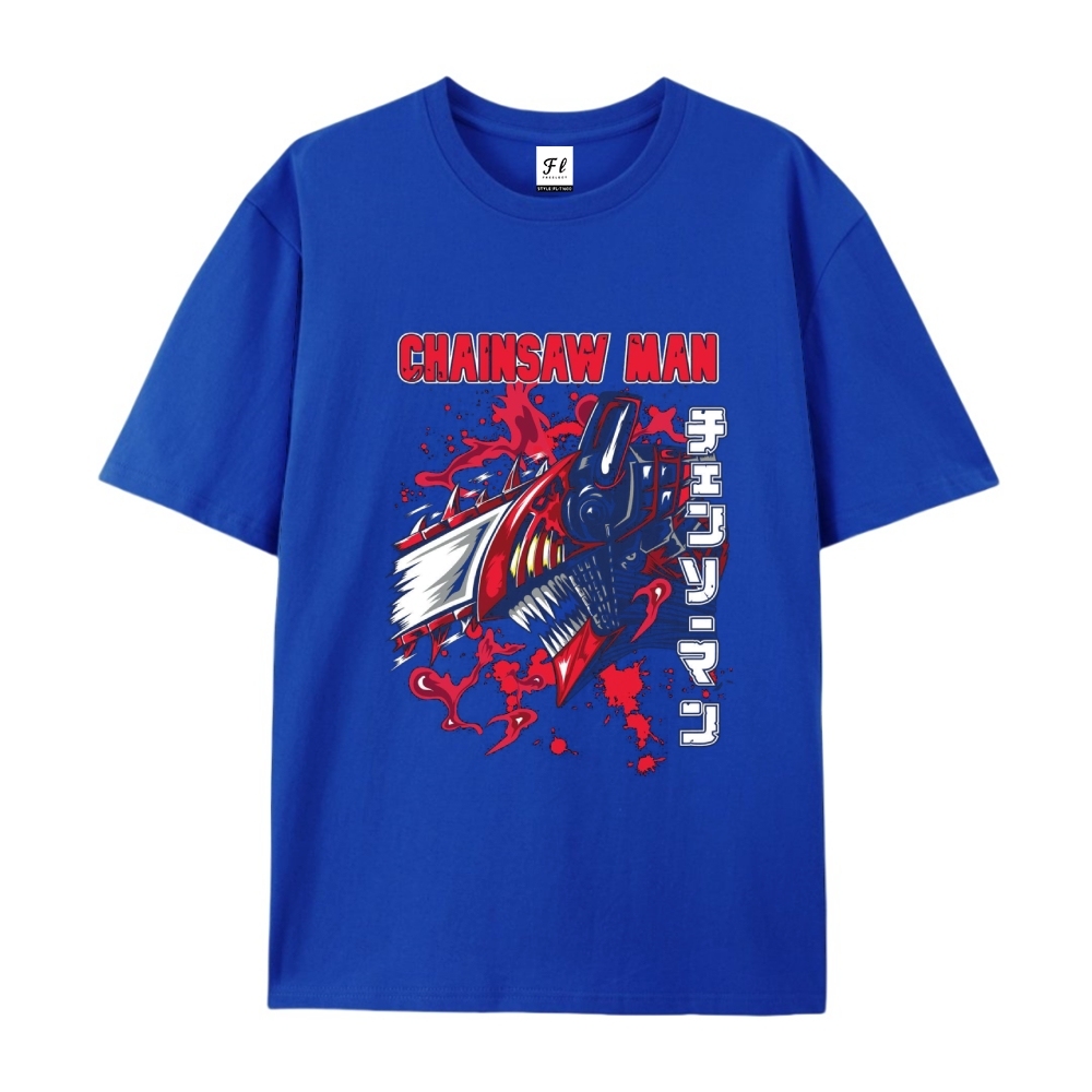 Pure Cotton Unisex Round Neck Anime T-Shirt Chainsaw Man