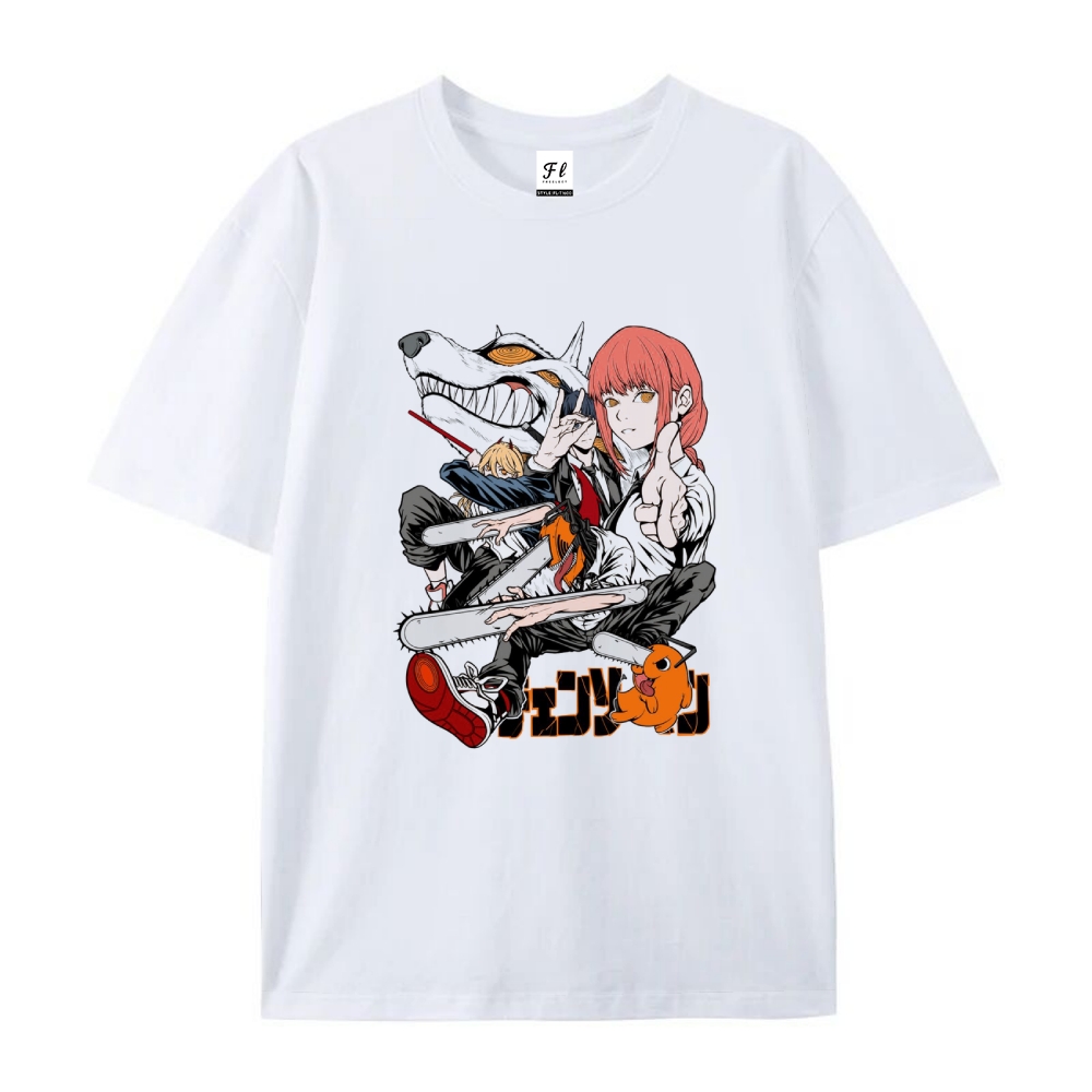 Pure Cotton Unisex Round Neck Anime T-Shirt Chainsaw Man