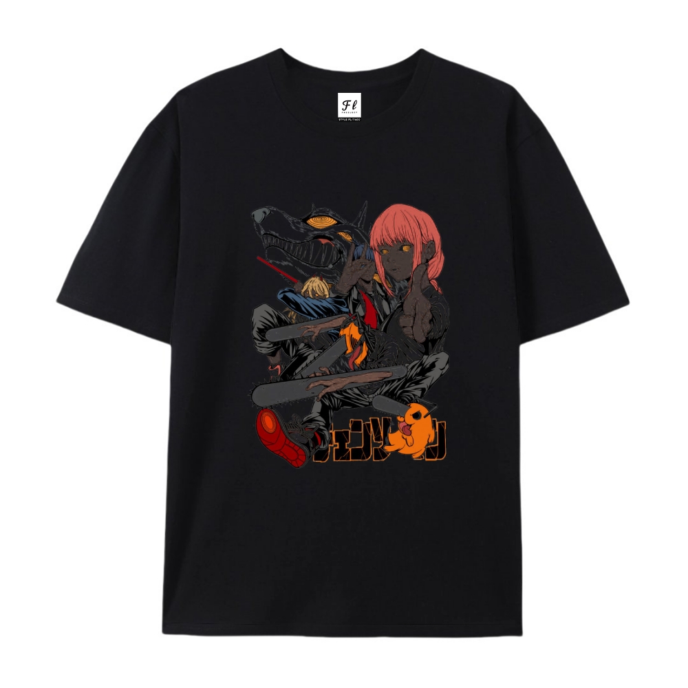 Pure Cotton Unisex Round Neck Anime T-Shirt Chainsaw Man
