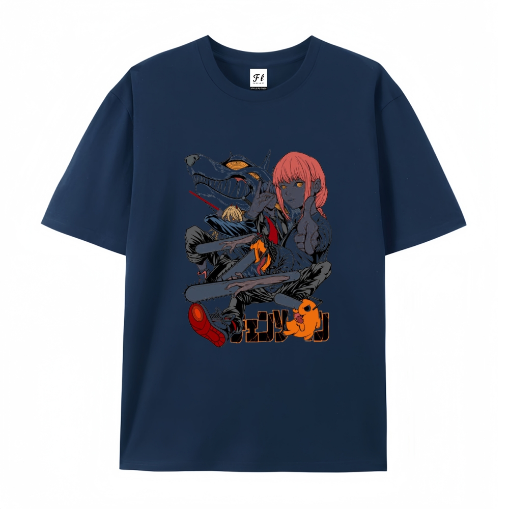 Pure Cotton Unisex Round Neck Anime T-Shirt Chainsaw Man