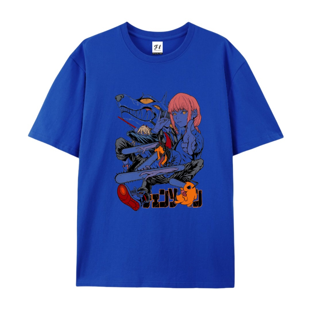 Pure Cotton Unisex Round Neck Anime T-Shirt Chainsaw Man