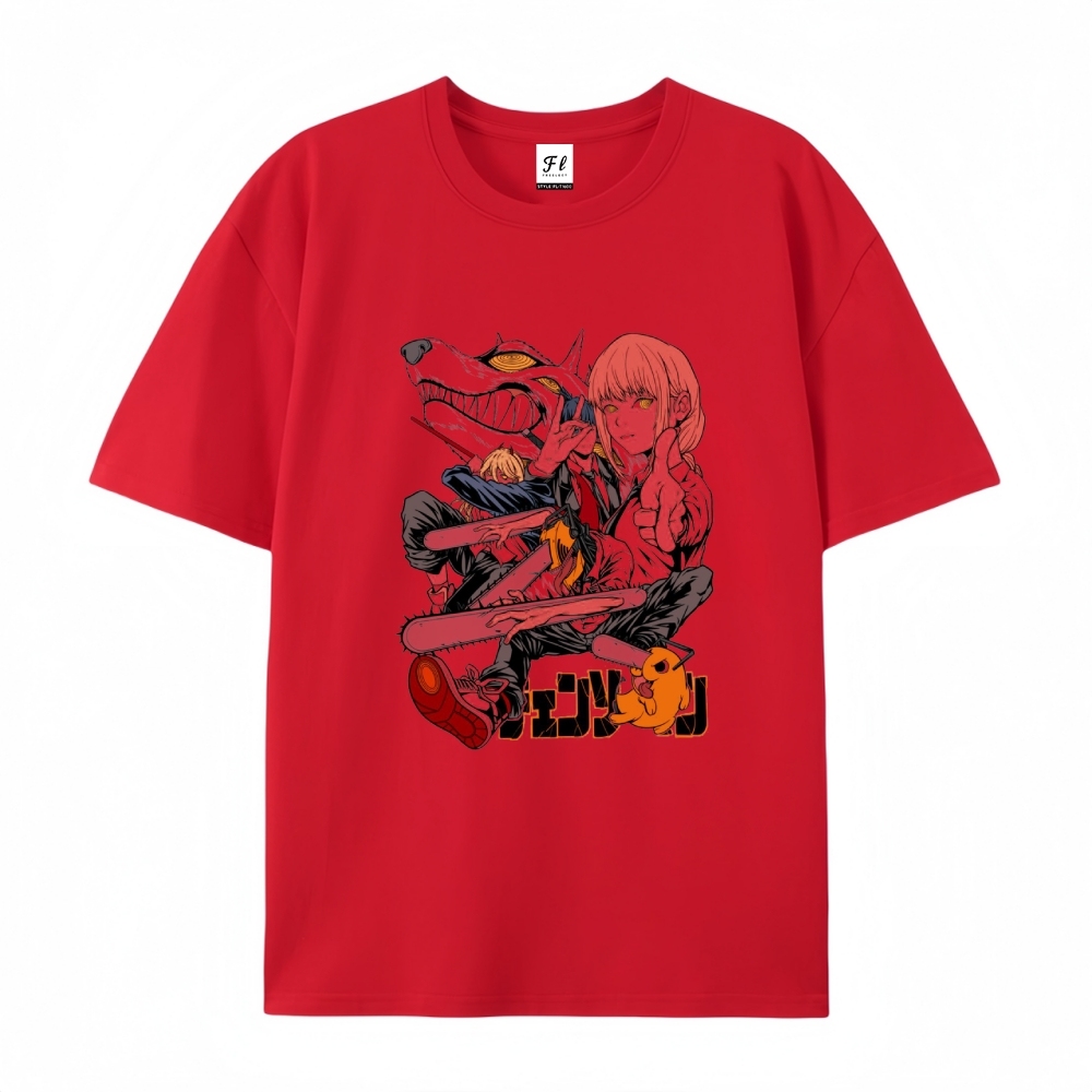 Pure Cotton Unisex Round Neck Anime T-Shirt Chainsaw Man