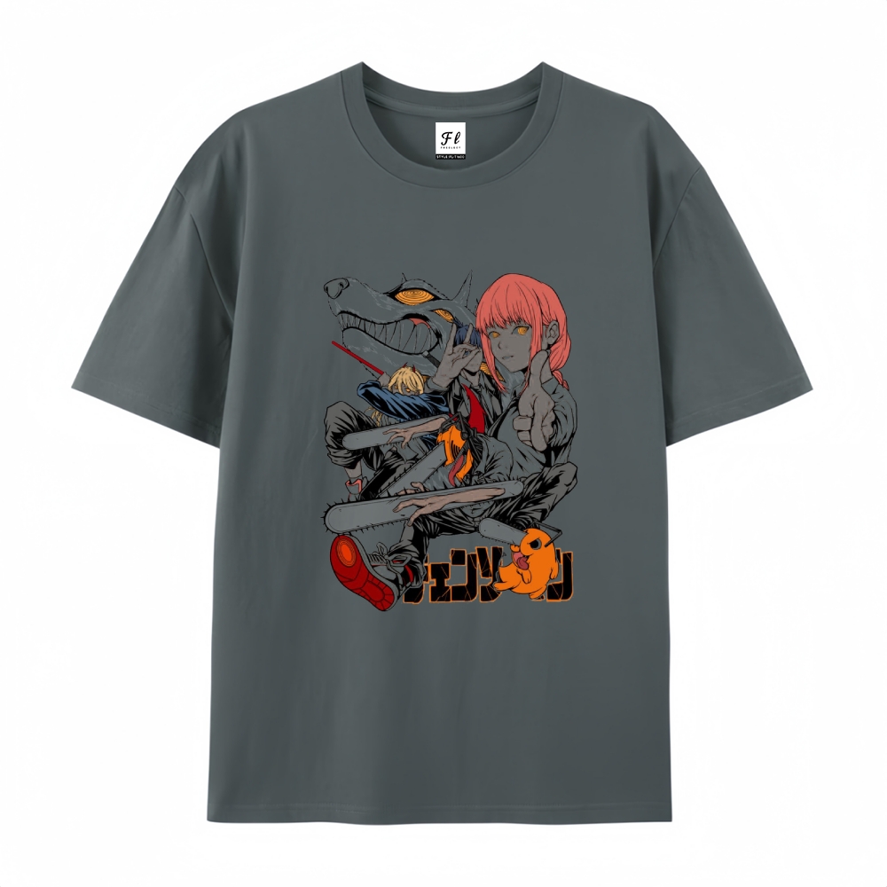 Pure Cotton Unisex Round Neck Anime T-Shirt Chainsaw Man
