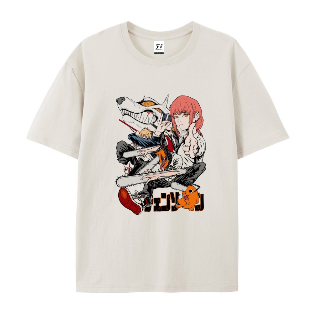 Pure Cotton Unisex Round Neck Anime T-Shirt Chainsaw Man