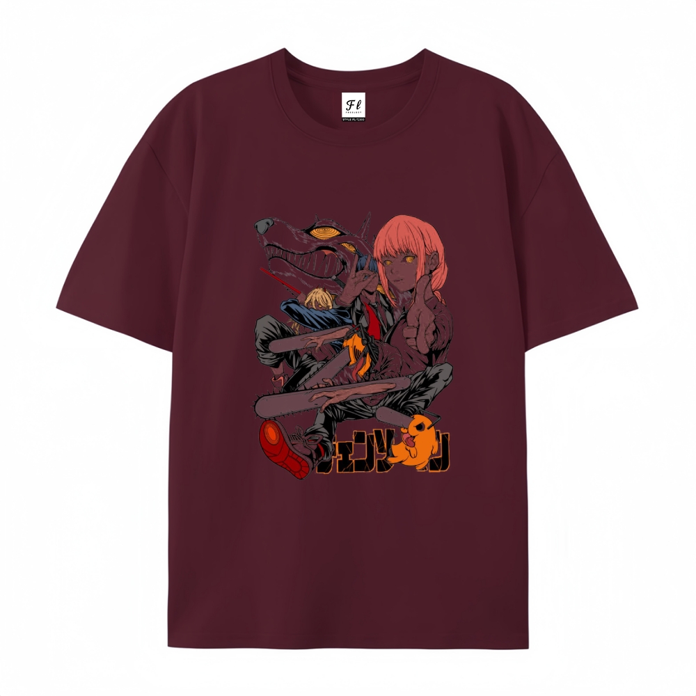 Pure Cotton Unisex Round Neck Anime T-Shirt Chainsaw Man