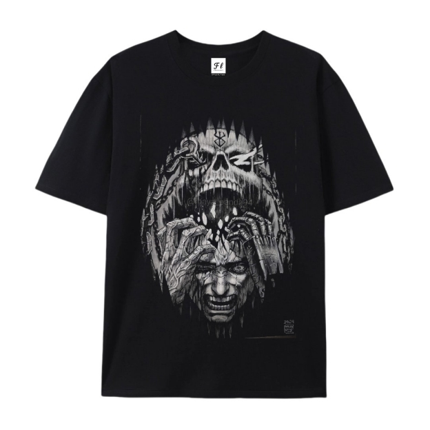 Pure Cotton Unisex Round Neck Anime T-Shirt Berserk