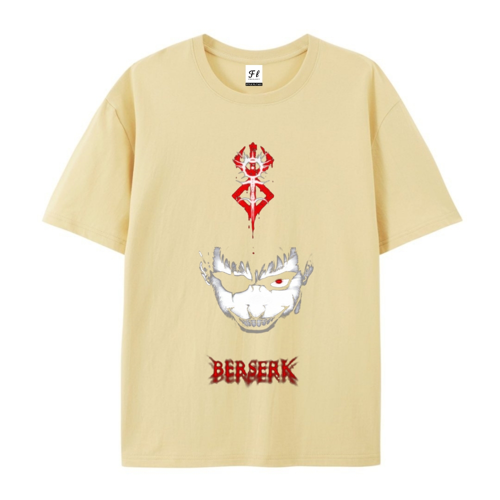 Pure Cotton Unisex Round Neck Anime T-Shirt Berserk