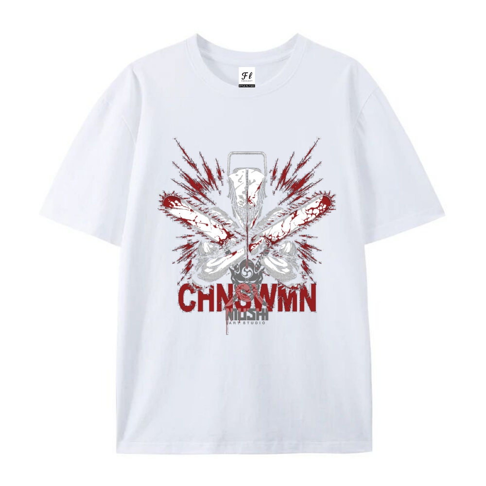 Pure Cotton Unisex Round Neck Anime T-Shirt Chainsaw Man