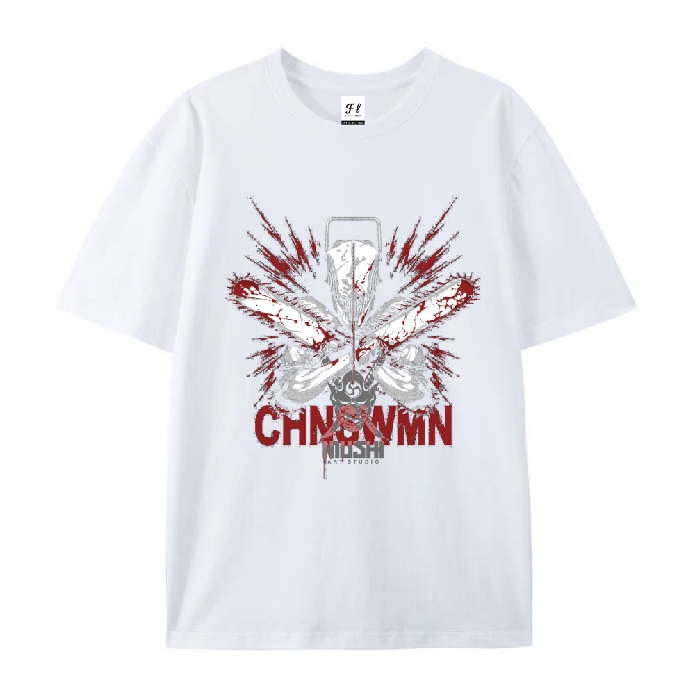 Pure Cotton Unisex Round Neck Anime T-Shirt Chainsaw Man