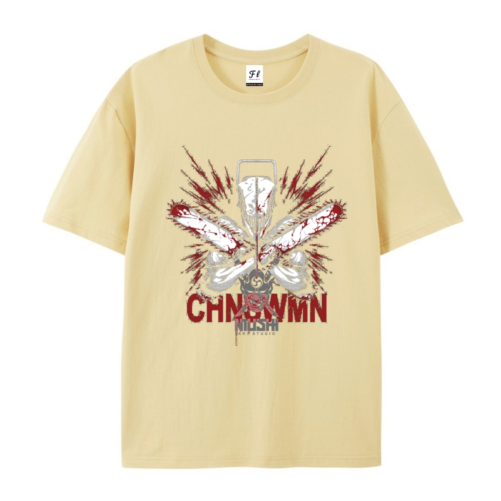 Pure Cotton Unisex Round Neck Anime T-Shirt Chainsaw Man