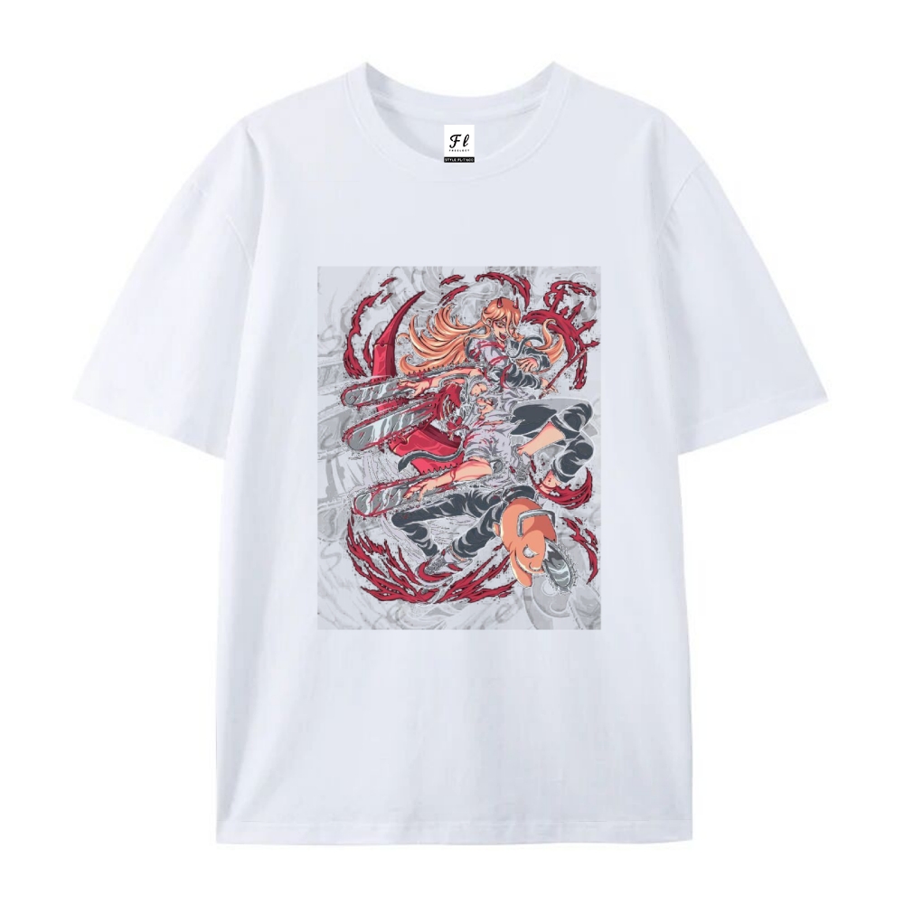 Pure Cotton Unisex Round Neck Anime T-Shirt Chainsaw Man