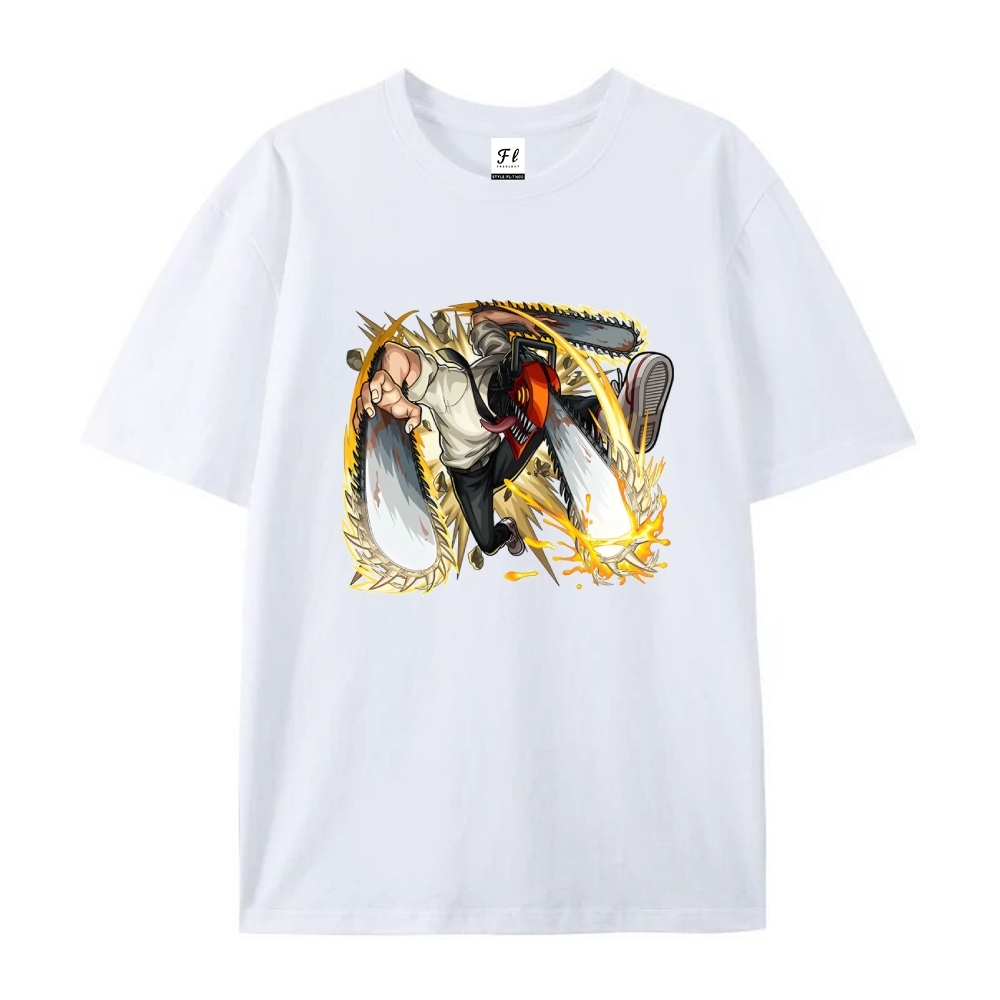 Pure Cotton Unisex Round Neck Anime T-Shirt Chainsaw Man