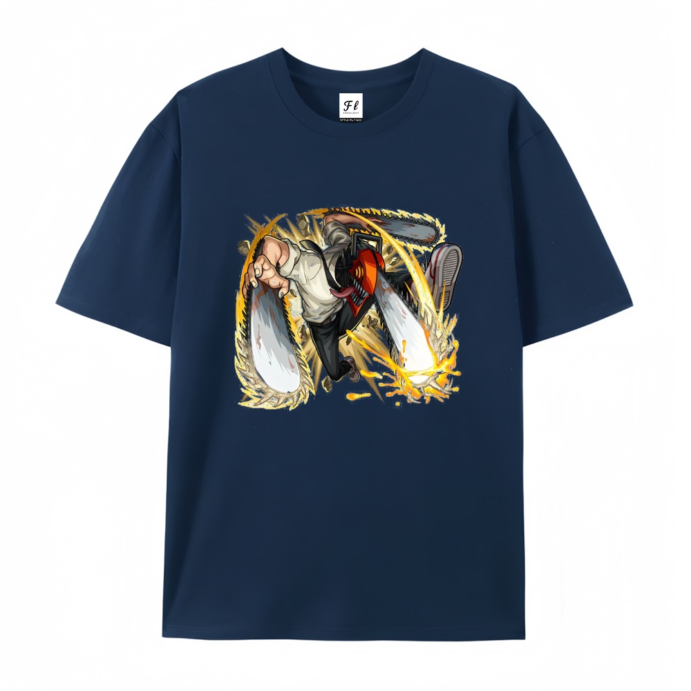 Pure Cotton Unisex Round Neck Anime T-Shirt Chainsaw Man