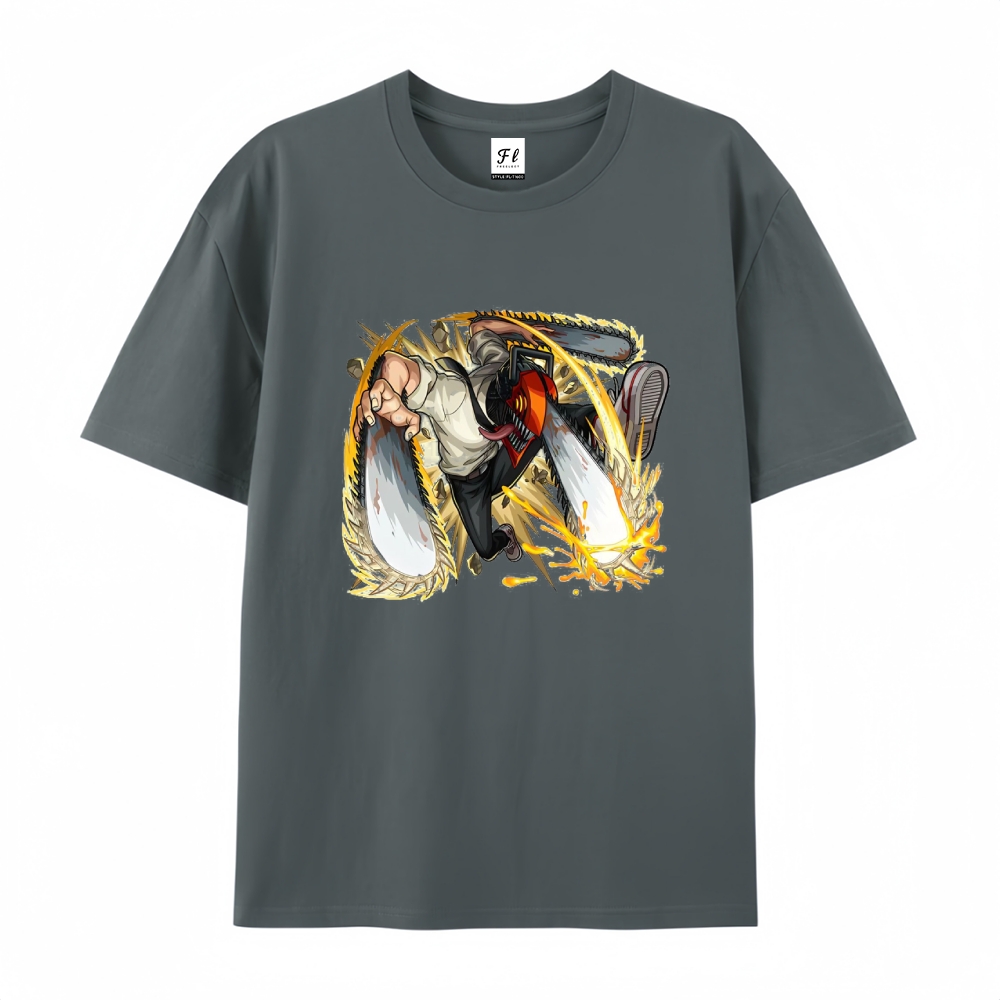 Pure Cotton Unisex Round Neck Anime T-Shirt Chainsaw Man