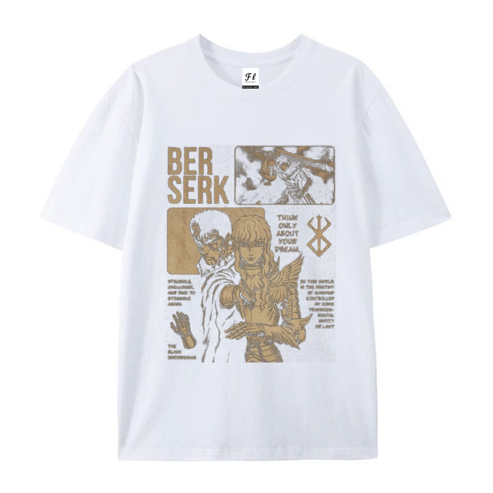 Pure Cotton Unisex Round Neck Anime T-Shirt Berserk