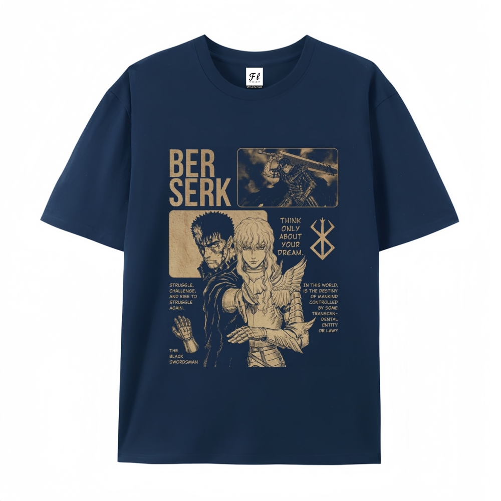Pure Cotton Unisex Round Neck Anime T-Shirt Berserk