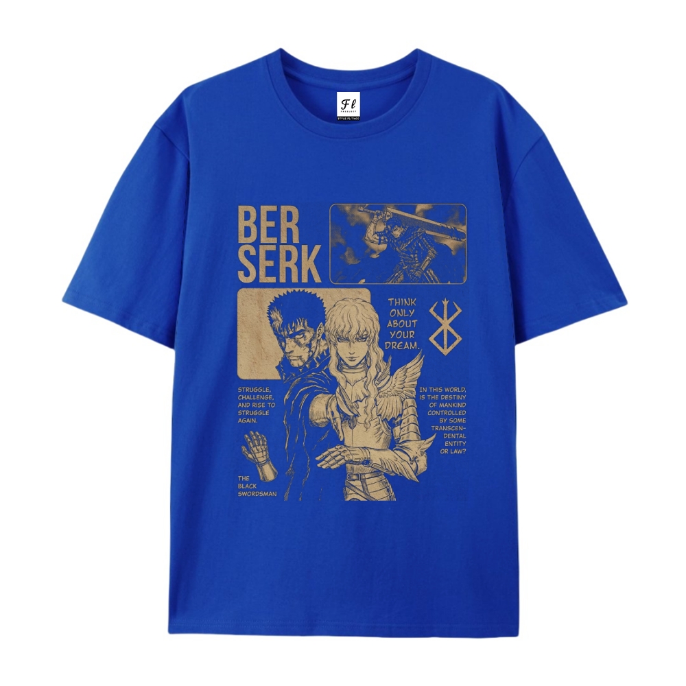 Pure Cotton Unisex Round Neck Anime T-Shirt Berserk