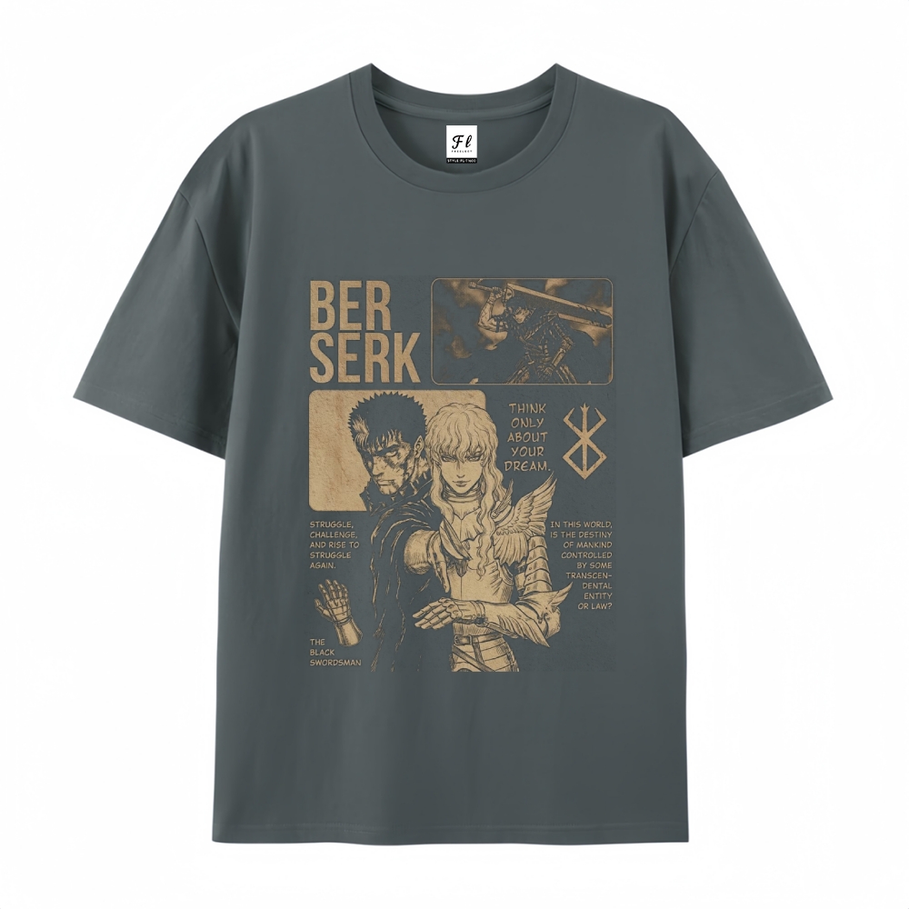 Pure Cotton Unisex Round Neck Anime T-Shirt Berserk