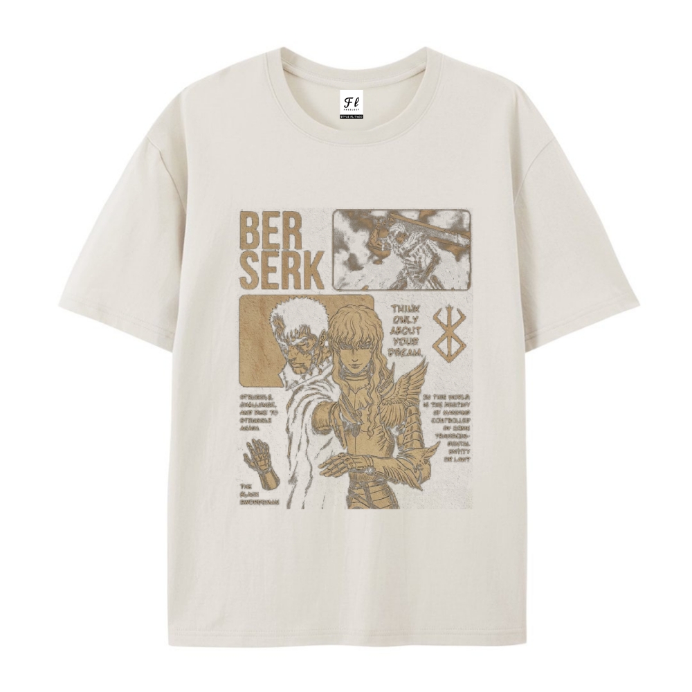 Pure Cotton Unisex Round Neck Anime T-Shirt Berserk