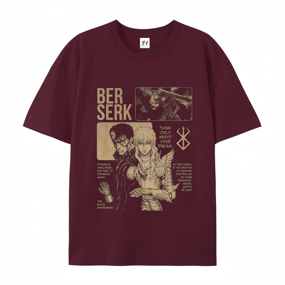 Pure Cotton Unisex Round Neck Anime T-Shirt Berserk