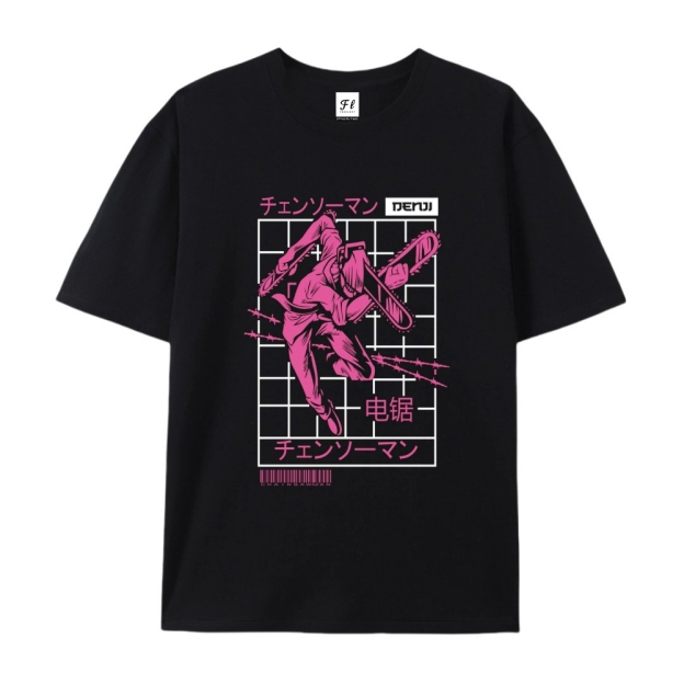 Pure Cotton Unisex Round Neck Anime T-Shirt Chainsaw Man