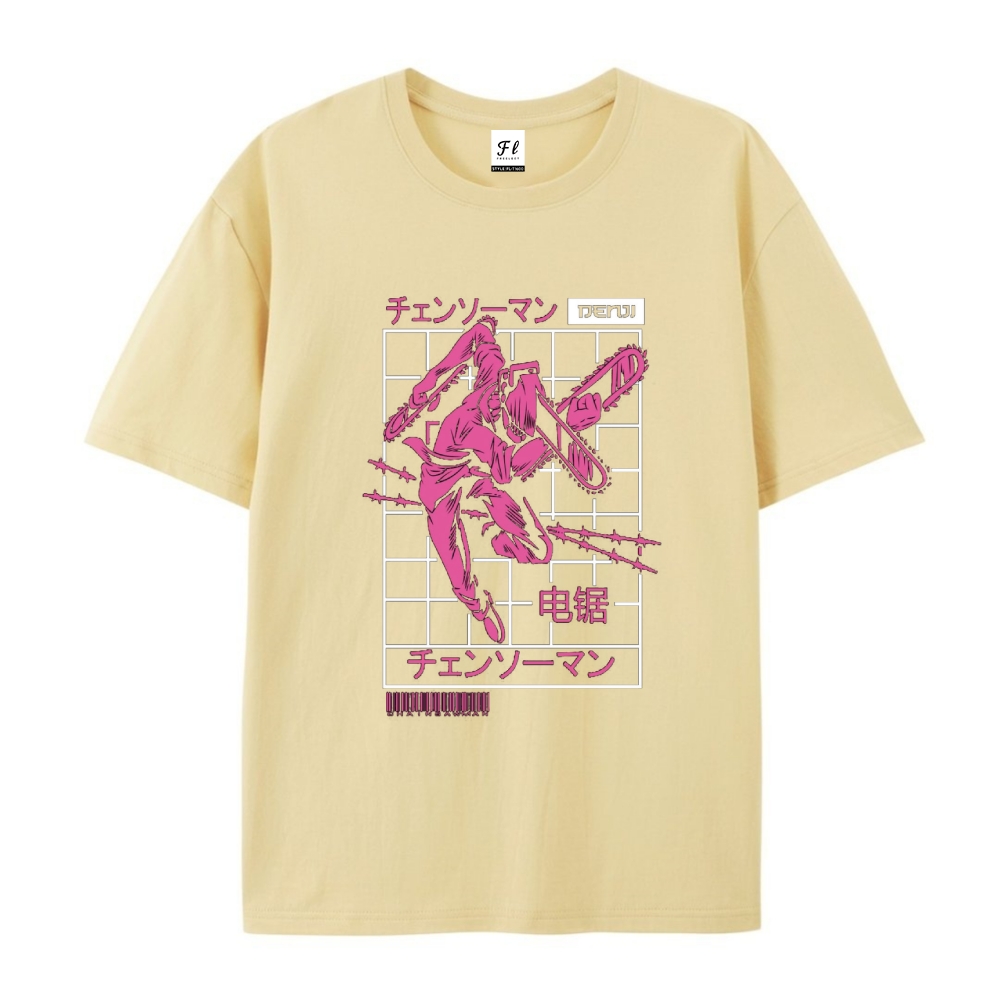 Pure Cotton Unisex Round Neck Anime T-Shirt Chainsaw Man