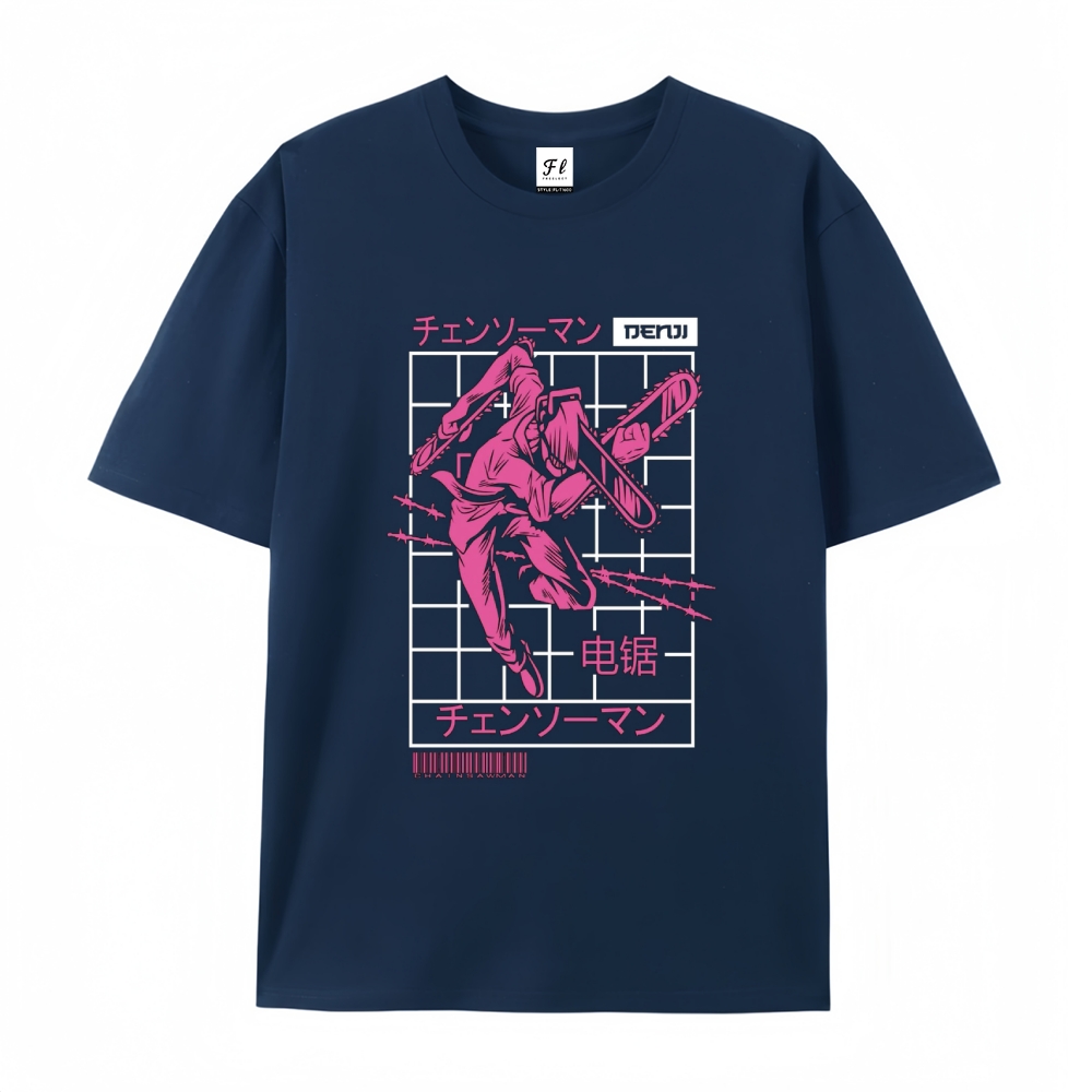 Pure Cotton Unisex Round Neck Anime T-Shirt Chainsaw Man