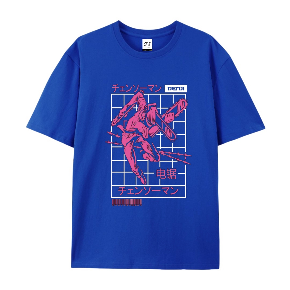 Pure Cotton Unisex Round Neck Anime T-Shirt Chainsaw Man
